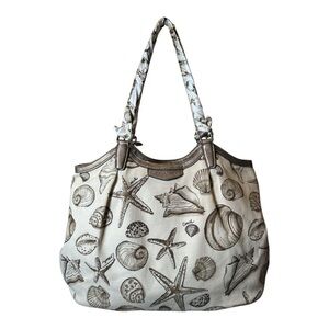 Coach Seashell Print Tote - Cream and Brown